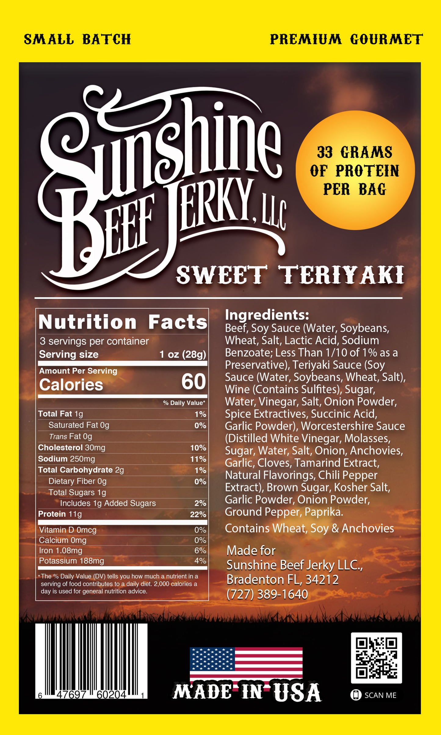 Sunshine Beef Jerky Teriyaki Flavor Beef Jerky